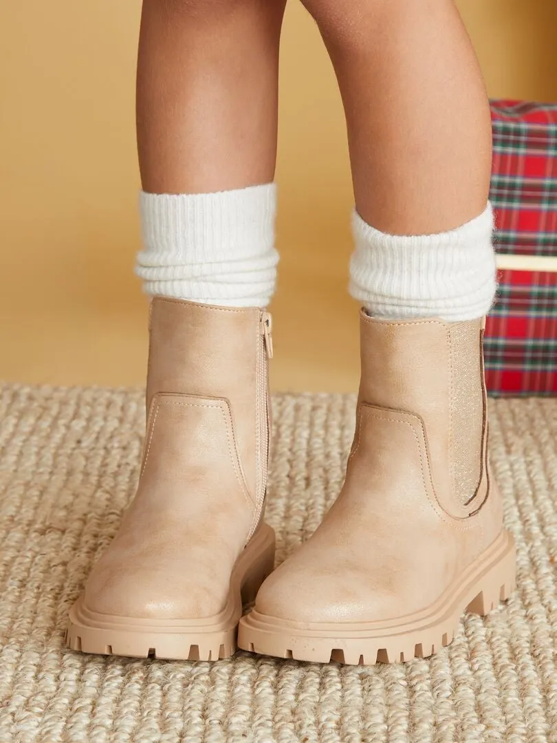 Botines chelsea con suela dentada - MARRON