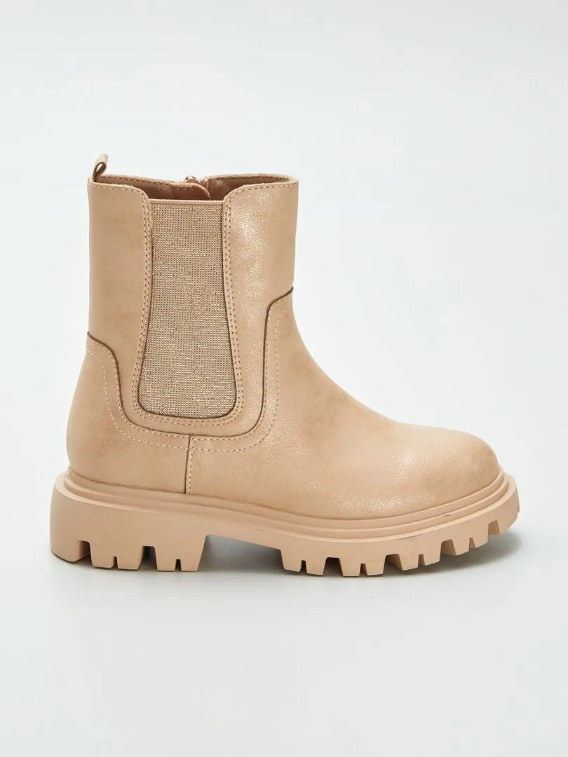 Botines chelsea con suela dentada - MARRON