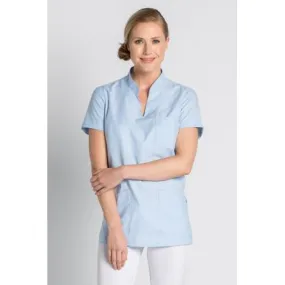 Casaca sanidad en celeste con cuello mao