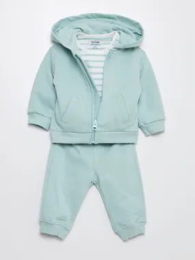 Conjunto de sudadera + pantalón + camiseta - 3 piezas - BLANCO