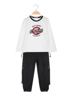 Injuly Conjunto niña 2 piezas camiseta + pantalón bolsillos grandes