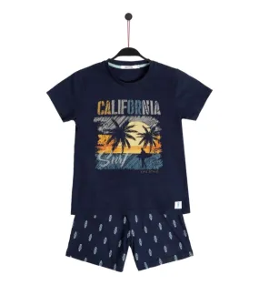 Pijama Manga Corta California  marino