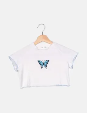 SHEIN Crop top blanco dibujo mariposa