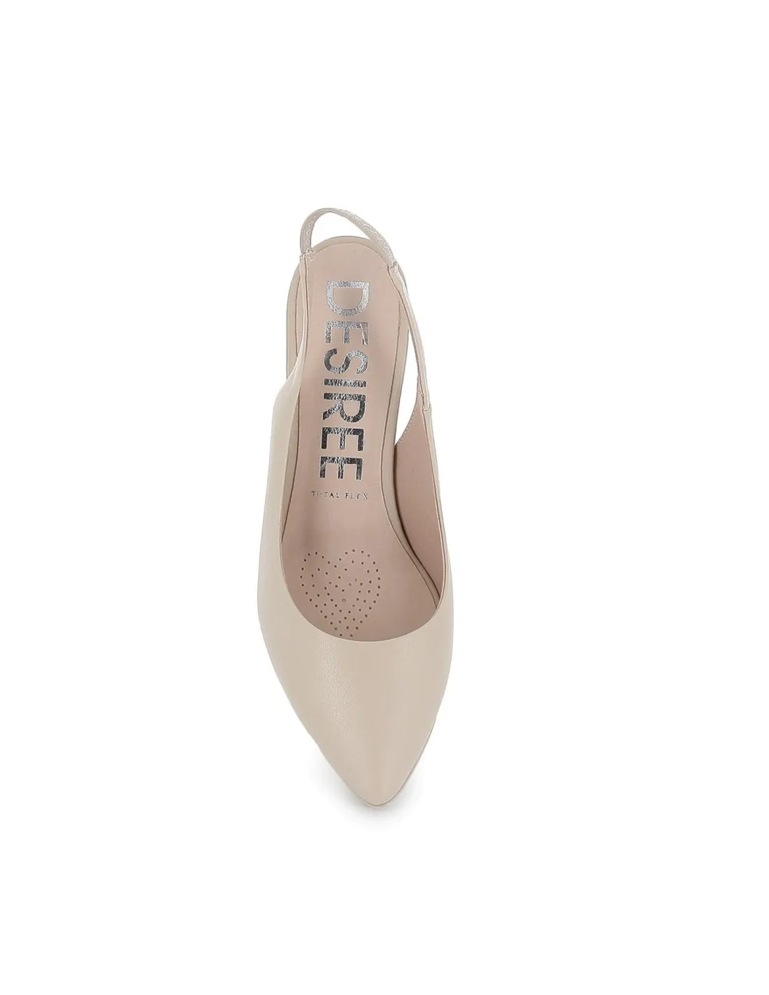 Zapato salon piel y tacón elastico mujer beige Desiree